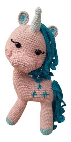 Unicornio Crema De Estrellas Amigurumi Muñeco En Crochet