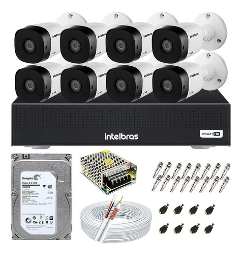 Kit 8 Câmeras De Segurança Completo Dvr Intelbras Com Hd 1tb