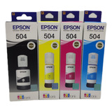 Kit Com 4 Tinta Epson T504 P/ L4150 E 4 Tinta T544 P/ L3150