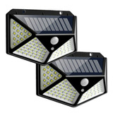 Lampara De Panel Solar Para Exteriores De 100 Led Sensor X2