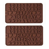 2 Moldes Chocolate Moldes De Silicona Letras Numeros Signos 