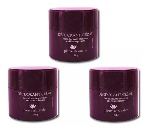 3 Desodorante Pierre Alexander Creme Antitranspirante 50g