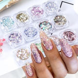 Coleção Com 12 Glitter Flocado Para Unhas Encapsuladas