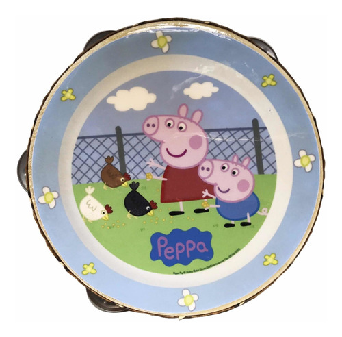 Instrumento Musical Pandereta Pandero Peppa Pig Azul Cerdita