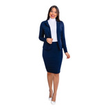 Roupa Feminina Blazer+saia Midi Moda Jovem Elegante Novidade