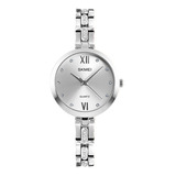 Reloj Mujer Skmei 1225 Acero Minimalista Elegante Clasico Color De La Malla Plateado