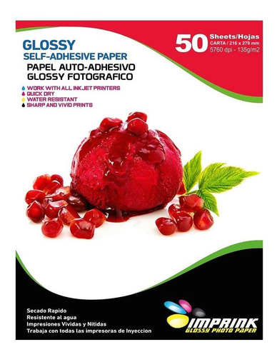 Papel Adhesivo Antióxido Glossy Carta/135g/50 Hojas