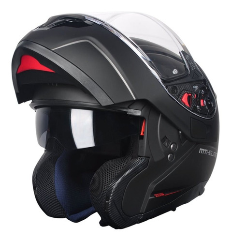 Casco Rebatible Mt Atom Negro Mate Doble Visor Full Fas 