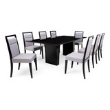 Conjunto Mesa De Jantar Com 8 Cadeiras Herval Denver, Preta