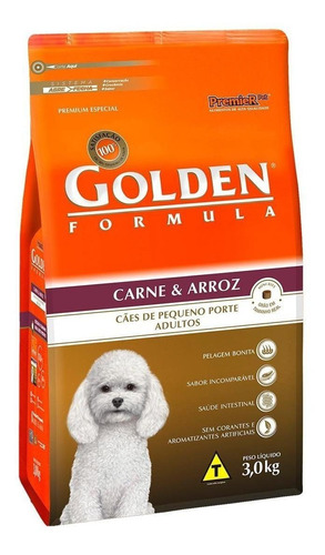 Alimento Golden Premium Especial Formula Para Cão Adulto De Raça Pequena Sabor Carne E Arroz Em Sacola De 3kg