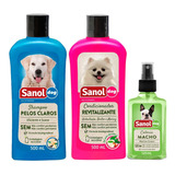 Kit Banho Cães: Shampoo Pelo Claro Condicionador E Perfume