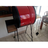 Parrilla Móvil Metalsmac Medio Tambor 1m De Ancho 1.3m De Alto Negra/roja