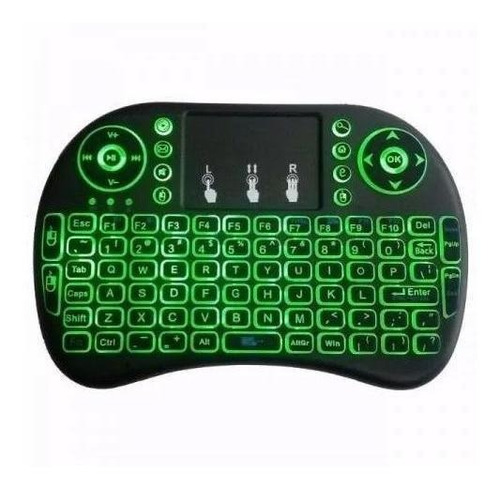 Mini Teclado Iluminado Air Mouse Touch Wireless 3 Cores Led