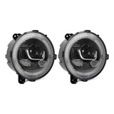 Par Faros Led Jeep Wrangler Jl 2018-2024 Drl Ojo De Angel 9