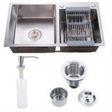 Cuba Cozinha Gourmet Dupla Aço Inox 304 Quadrada Acessórios Cor Cromado