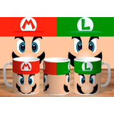 Taza - Tazón De Ceramica Sublimada Mario Bros: Mario Y Luigi
