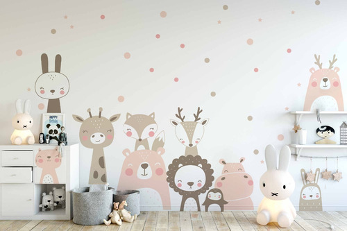 Vinilo Decorativo Infantil Animales Bosque Nórdicos Niños