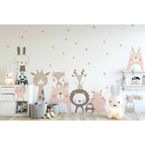 Vinilo Decorativo Infantil Animales Bosque Nórdicos Niños