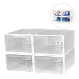 Organizador Zapatos Plástico Pack X 4 Caja Apilable Multiuso