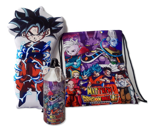 Cojin Kit Goku 50 Cm + Tula 30cmx25cm + Termo 21cm Dbz