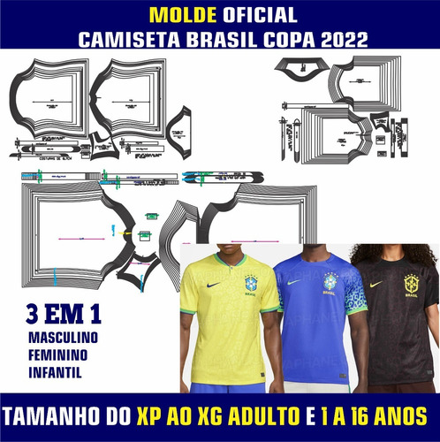 Kit Moldes Camisetas Seleção Brasileira Copa Do Mundo 2022 