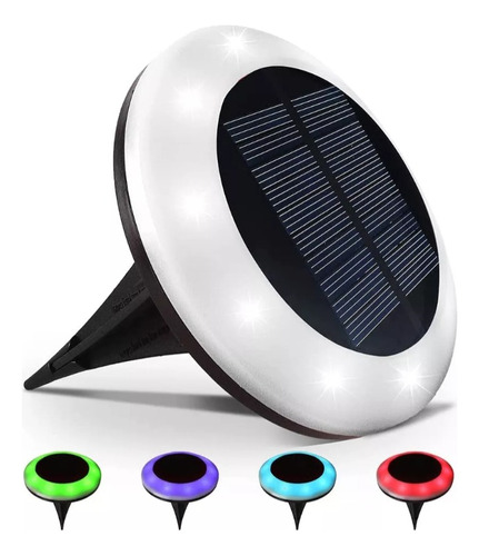 Lampara Solar Luz Led Rgb Para Jardin O Camino X2