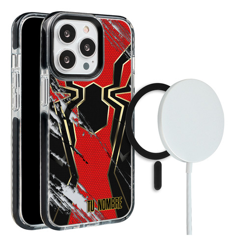 Funda Para iPhone Magsafe Spiderman Traje Con Tu Nombre