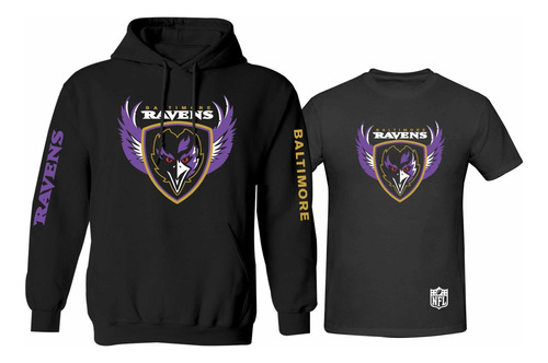 Kit De Sudadera + Playera Modelo 4 Baltimore Ravens