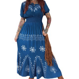 Vestido Indiano Longo Hippie Boho Cigana  Estonado  