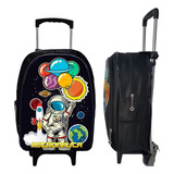 Mochila Escolar Rdm Escolar Rodinha Cor Preto  Design Astronauta 25l