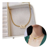 Choker Feminino 2 Letra Inicial Blogueira Banhado A Ouro 18k