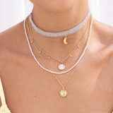 Collar Set Gargantillas Cadenas Oro 24k Choker Dama Mujer