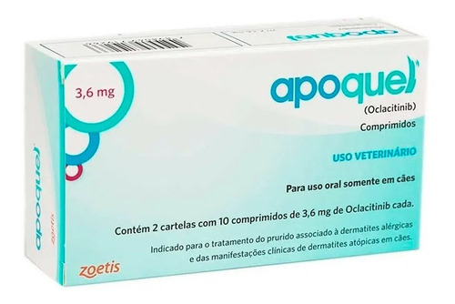 Apoquel Dermatológico Zoetis Para Cães - 3,6mg | 20comp