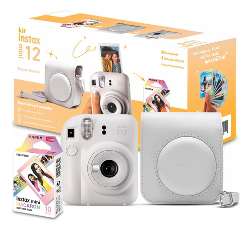 Câmera Instax Mini 12 Kit Completo C/ Bolsa E Filme Maron