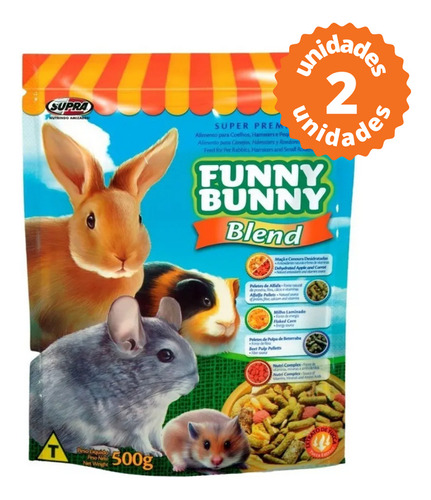 2 Ração Porquinho-da-india, Hamster Funny Bunny Blend 500g