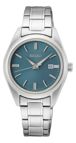 Reloj Seiko Mujer Calendario Cristal Zafiro Sur531 P1 Color De La Malla Plateado Color Del Bisel Plateado Color Del Fondo Azul