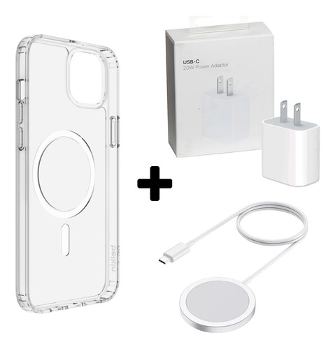 Funda Magsafe + Cargador Magsafe Inalámbrico + Adaptador 20w