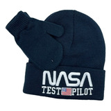 Gorro Para Niño Beanie + Guantes Nasa Test Pilot Oficial