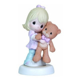 Figura Decorativa Niña Con Oso Peluche De Porcelana Puntos 