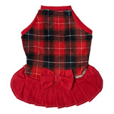 Roupas Cães Cachorro - Fêmea - Fleece Xadrez Vermelho - Pet