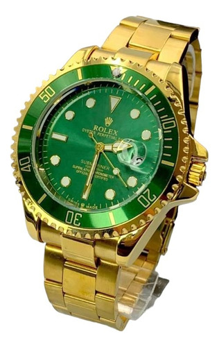 Relógio Masculino Rolex Submariner Em Verde Dourado