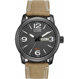 Reloj Hombre Citizen Bm8476-23e Ecodrive  Agente Oficial M Color Del Fondo Negro Color De La Malla Beige Color Del Bisel Negro