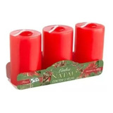 3 Velas Fina Decorativas Vermelhas Alta Duração Festas Natal