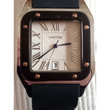 Reloj Compatible Cartier Santos Con Calendario Paso Rapido 