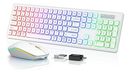 Combo Teclado Y Mouse Inalámbricos - Retroiluminación Rgb, R