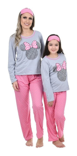 Pijama Mãe E Filha Minei Feminino Longo De Inverno Fechado