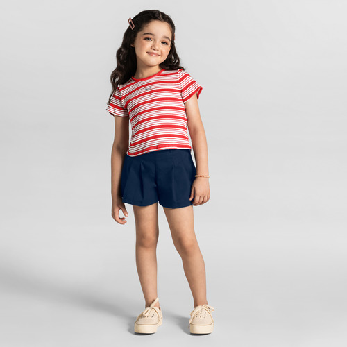 Blusa Cropped Em Ribana Joy Listrada Infantil Mundi