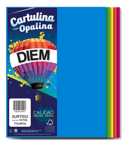 Papel Opalina Tamaño Carta 50hjs Colores Surtidos 50hjs 176g