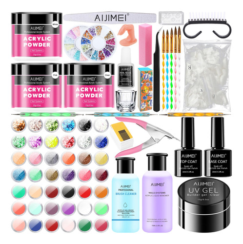 Aijimei Kit De Uñas Acrílicas Para Uñas Acrílicas, Polv.