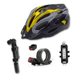 Casco Bicicleta + Linga, Inflador Y Luz  Usb